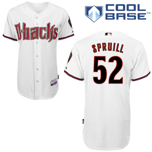 Zeke Spruill #52 MLB Jersey-Arizona Diamondbacks Men's Authentic Home White Cool Base Baseball Jersey